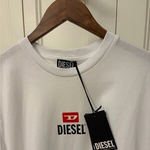 Diesel White and Red Logo Men's Tee